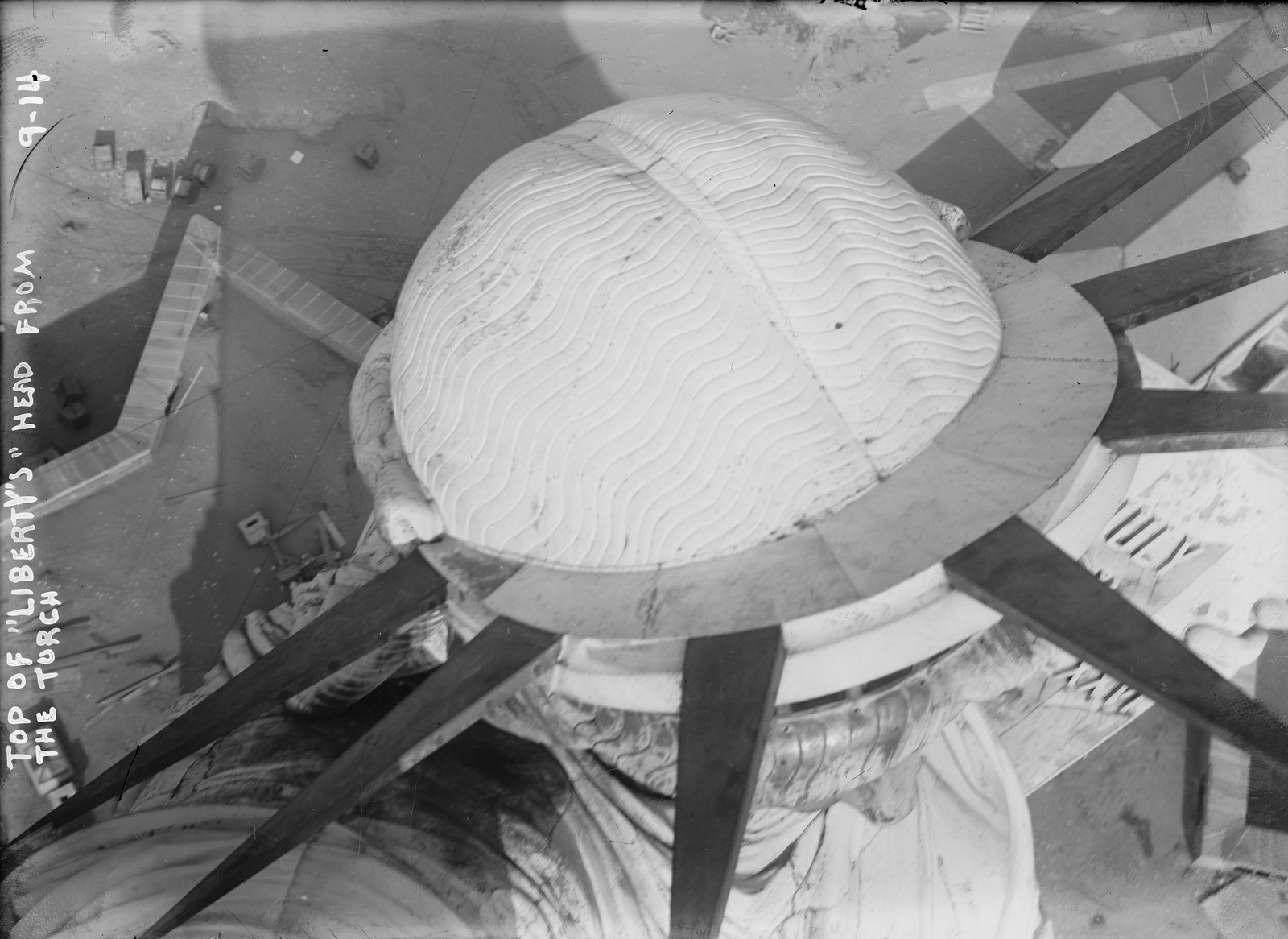 Top of Liberty's head from the torch — historic image