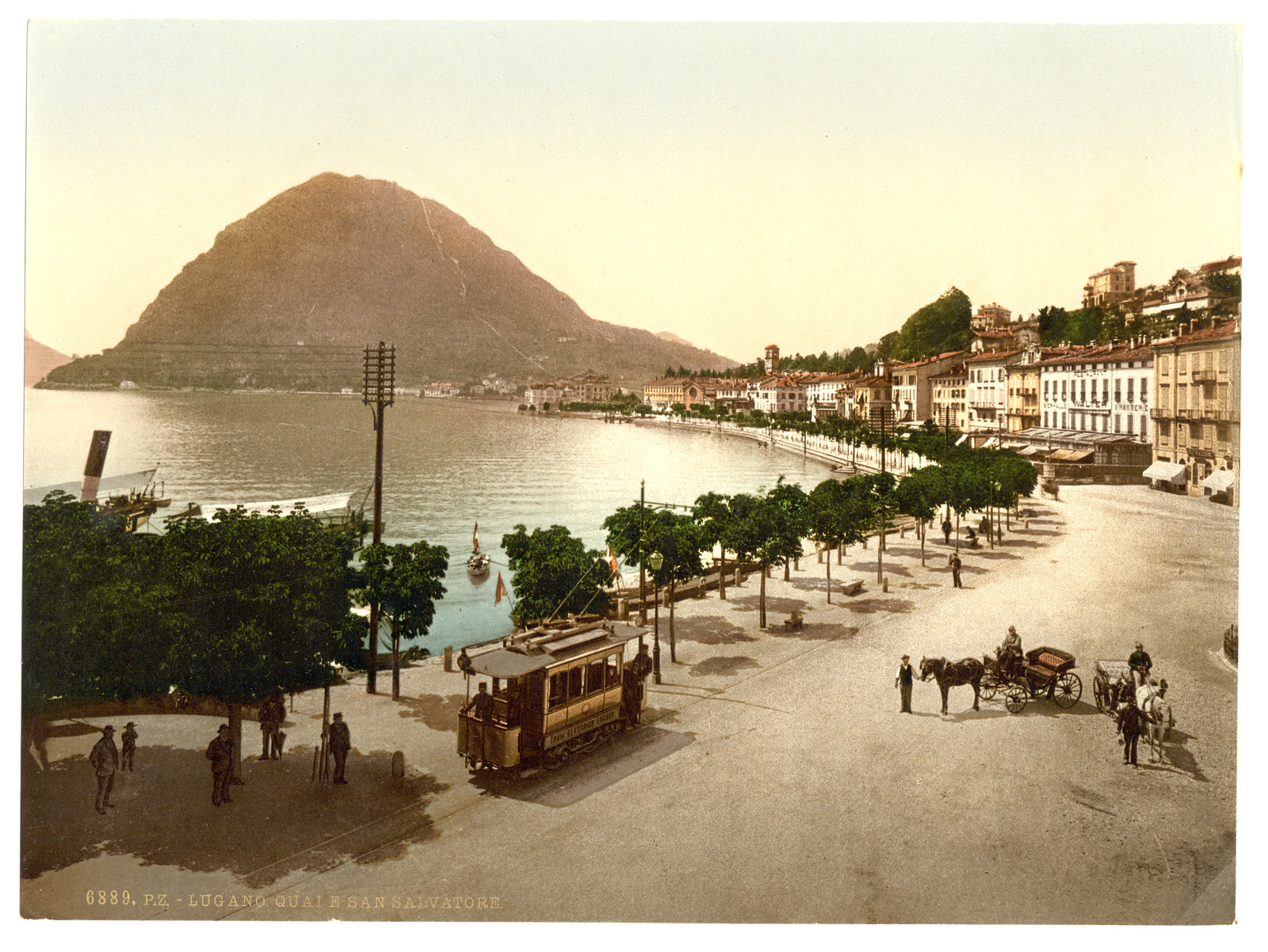 Lugano the quay and San Salvatore Tessin Switzerland, [between ca. 1890 and ca. 1900]. — historic print