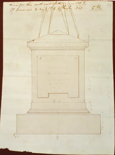 Architectural drawing for a monument. Front elevation