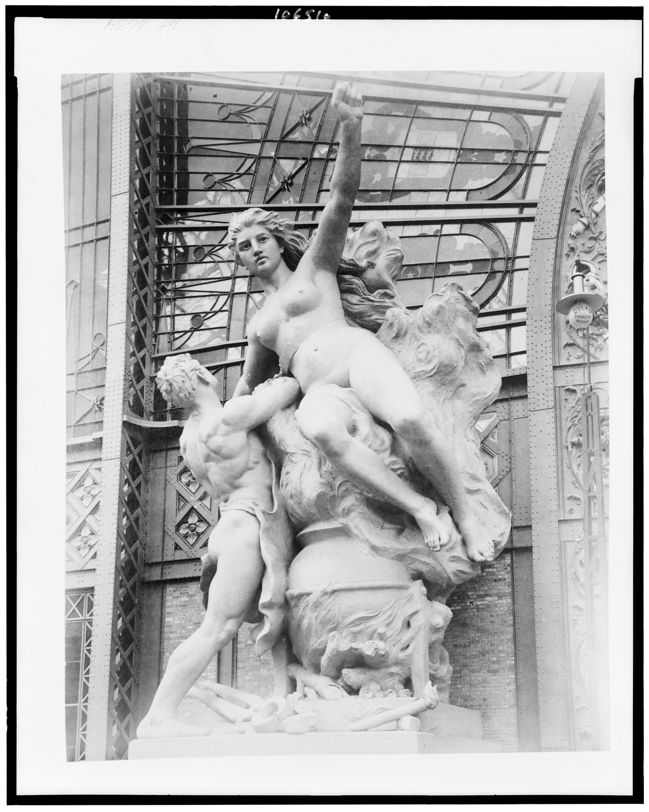 [Statue of nude man and nude woman representing the Age of Iron, Paris Exposition, 1889], [1889] — historic print