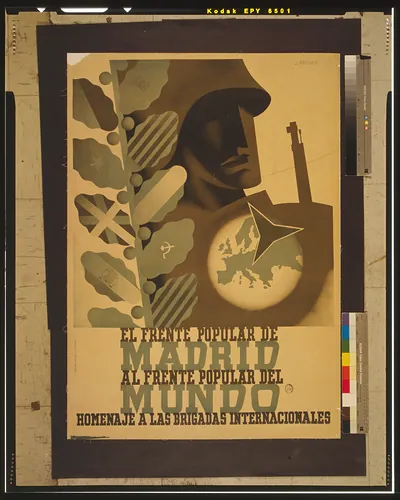 El Frente Popular de Madrid poster honoring International Brigades