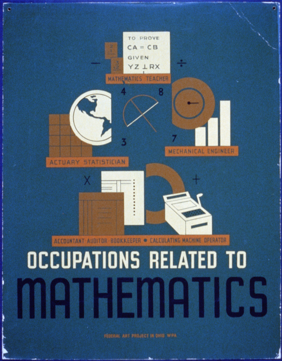 Occupations related to mathematics, 1937 — vintage poster
