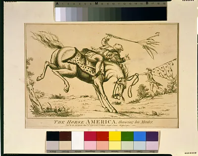 The horse America, throwing his master