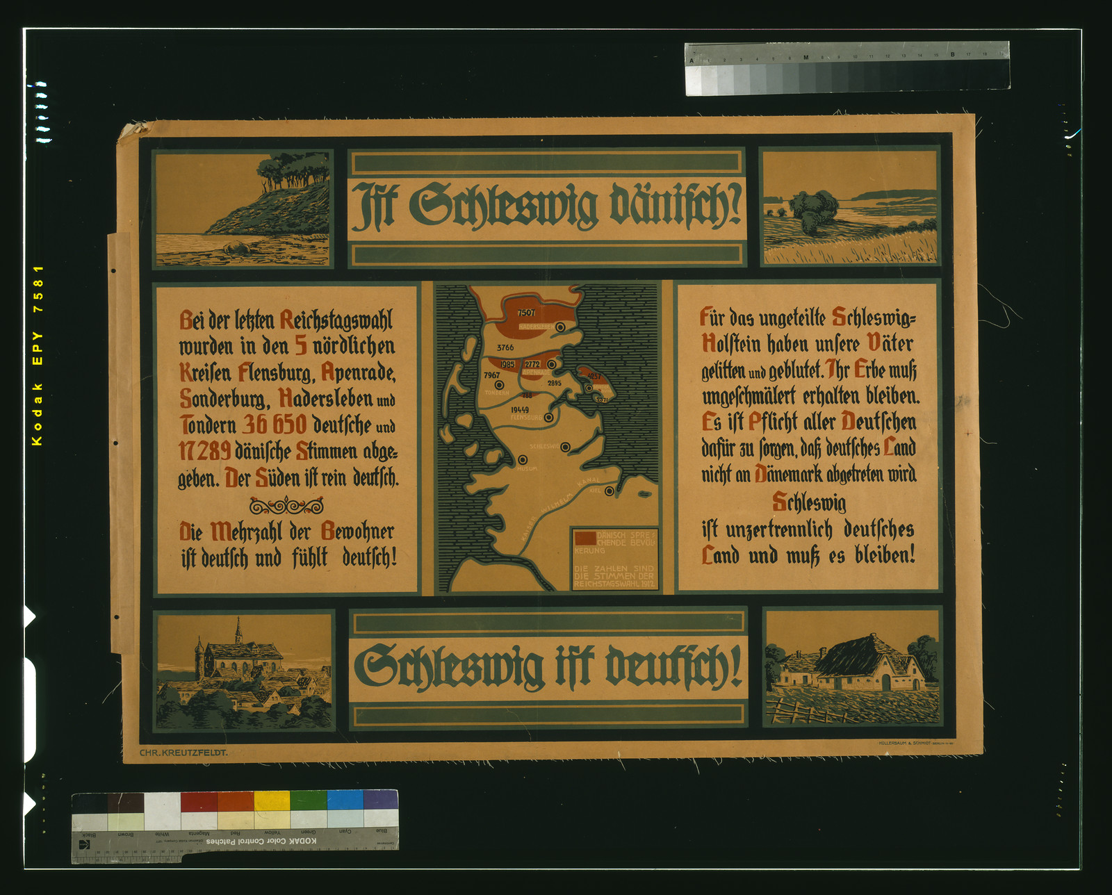 Ist Schleswig daumlnisch? ... Schleswig ist deutsch! / Chr. Kreutzfeldt., 1919 — vintage poster