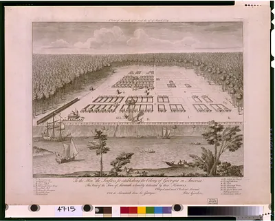 A view of Savanah [sic] as it stood the 29th of March, 1734 / P. Gordon inv. ; P. Fourdrinier sculp.