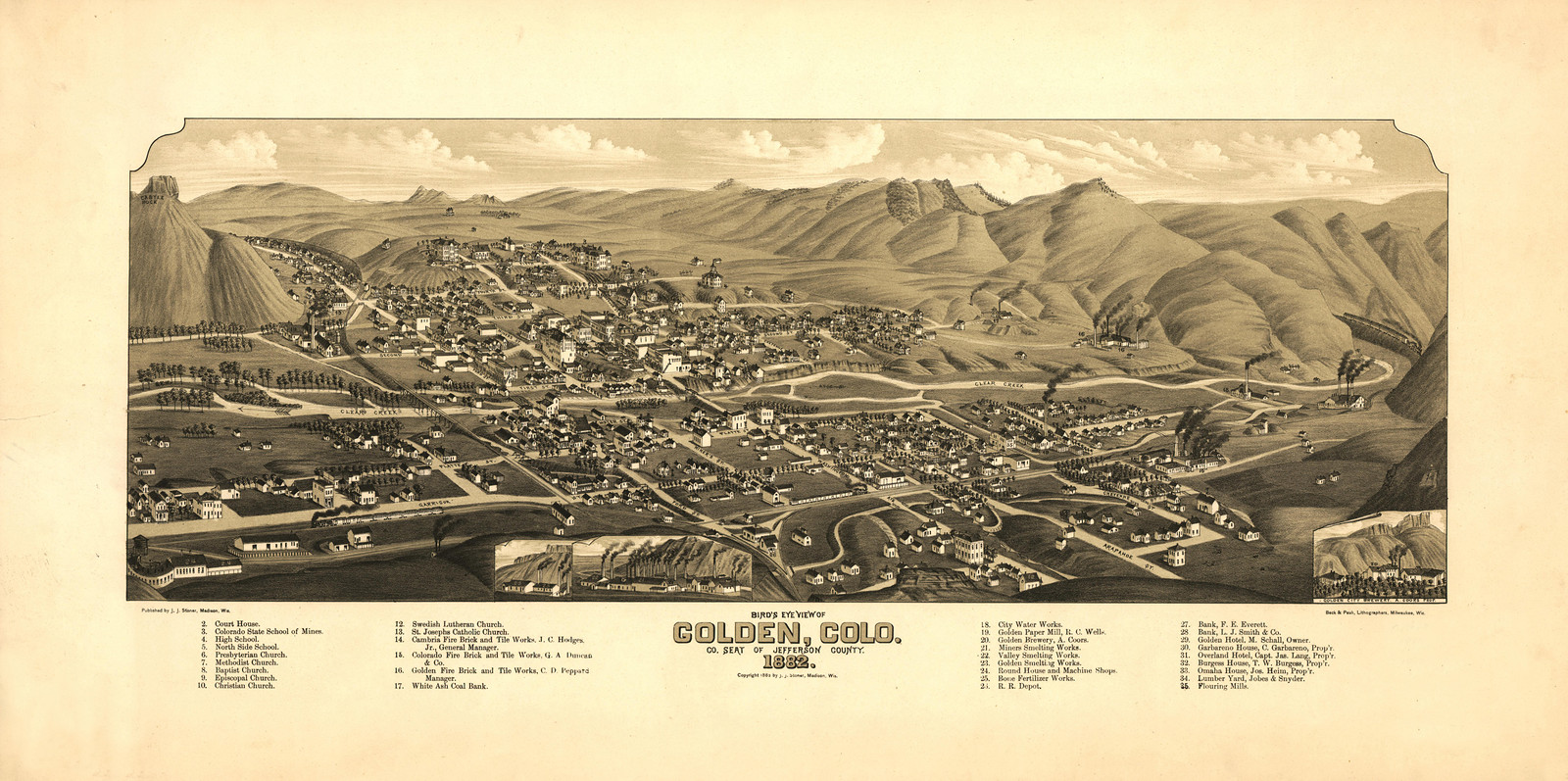 Golden, Colorado, 1882, 1882 — antique map