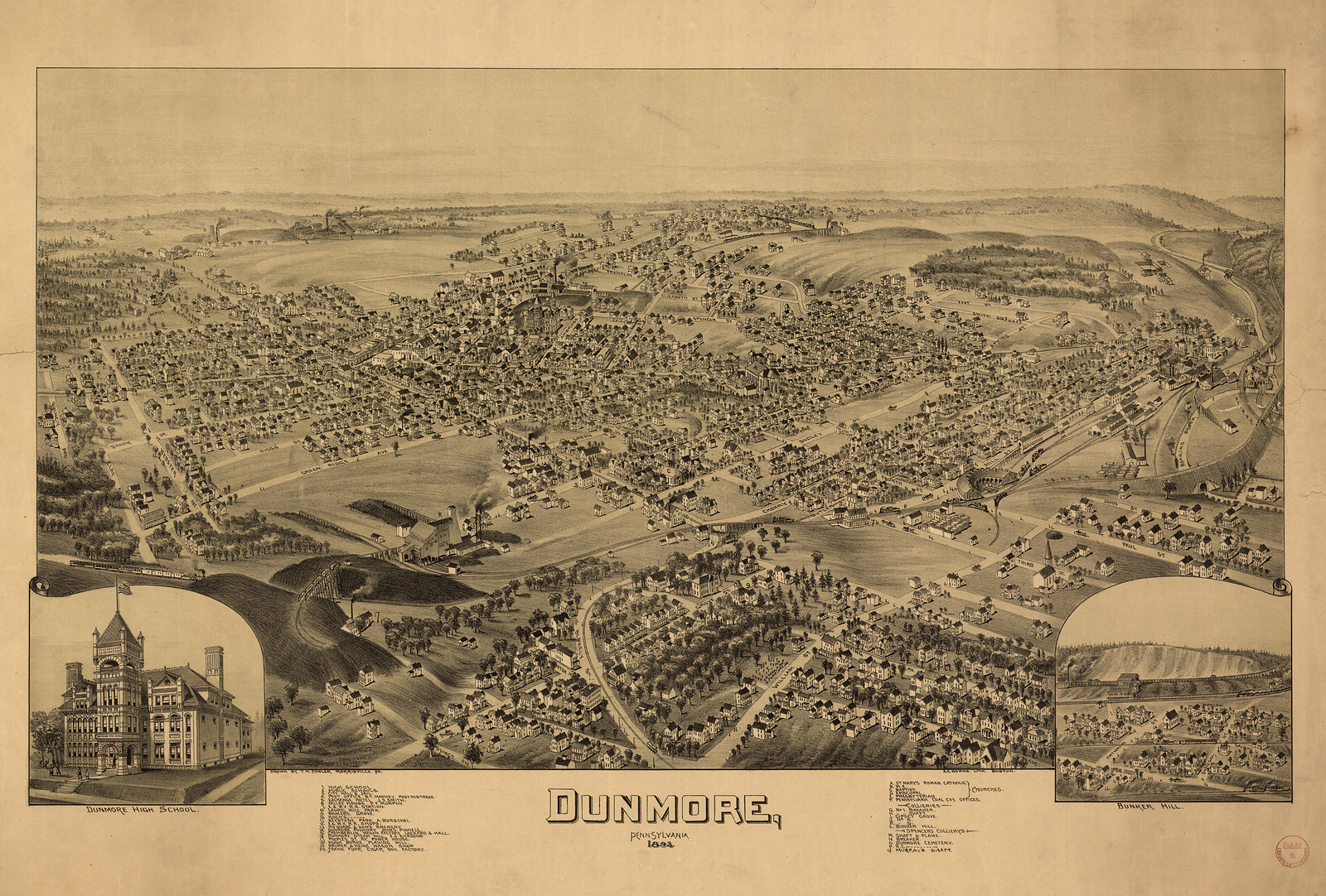 Dunmore, Pennsylvania, 1892, 1892 — antique map