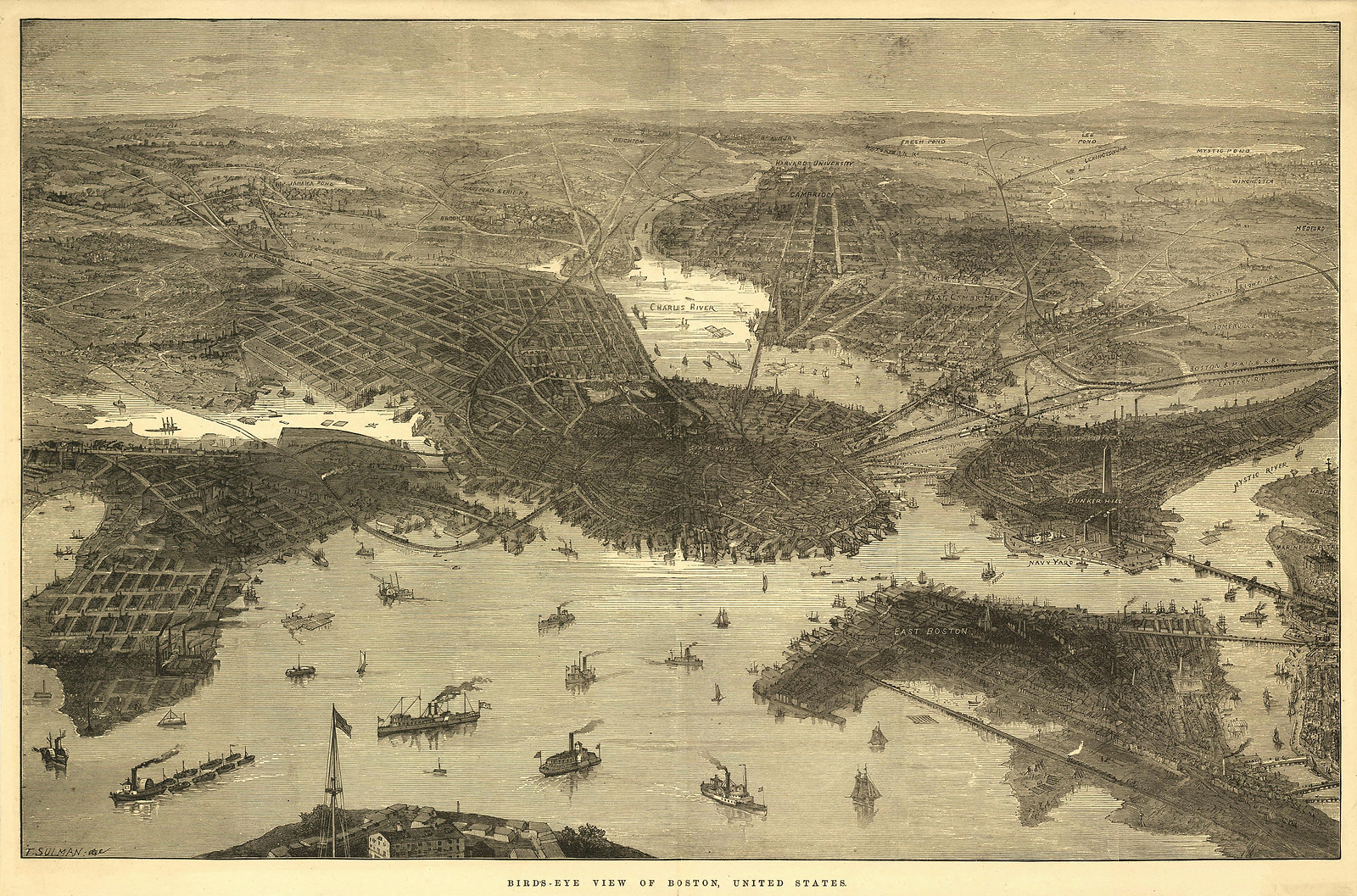 Boston, Massachusetts, 1870, 1870 — antique map