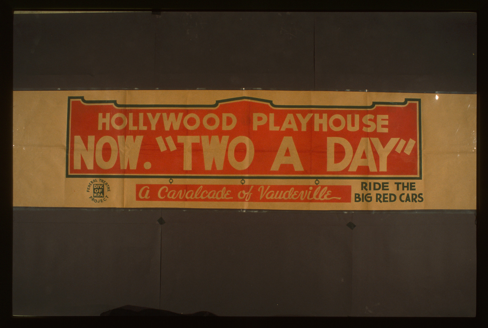 Hollywood Playhouse now Two a day A cavalcade of vaudeville (S) Ride the big red cars., 1938 — vintage poster