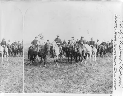 Col. Roosevelt and officers of the Rough Riders [on horseback during Spanish-American War]