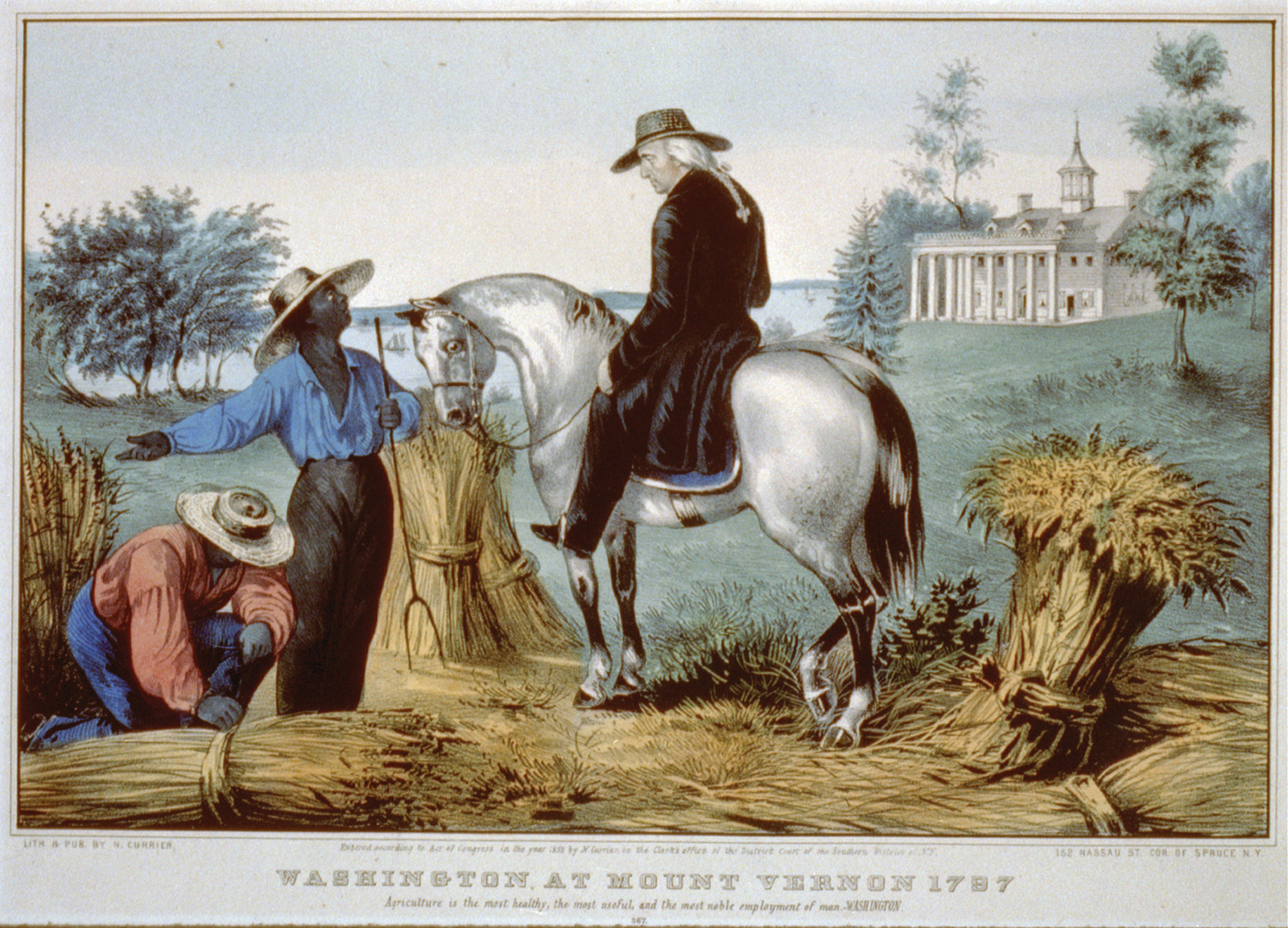 Washington At Mount Vernon 1797, c. 1852 — antique lithograph
