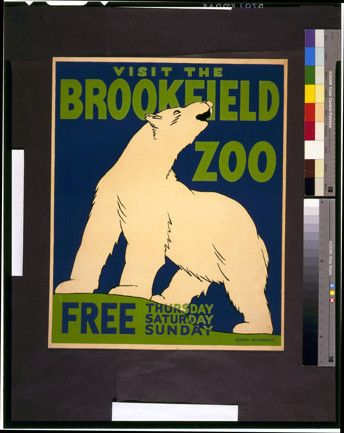 Visit the Brookfield Zoo free Thursday, Saturday, Sunday, [Illinois] : Federal Art Project, [1936] — vintage poster