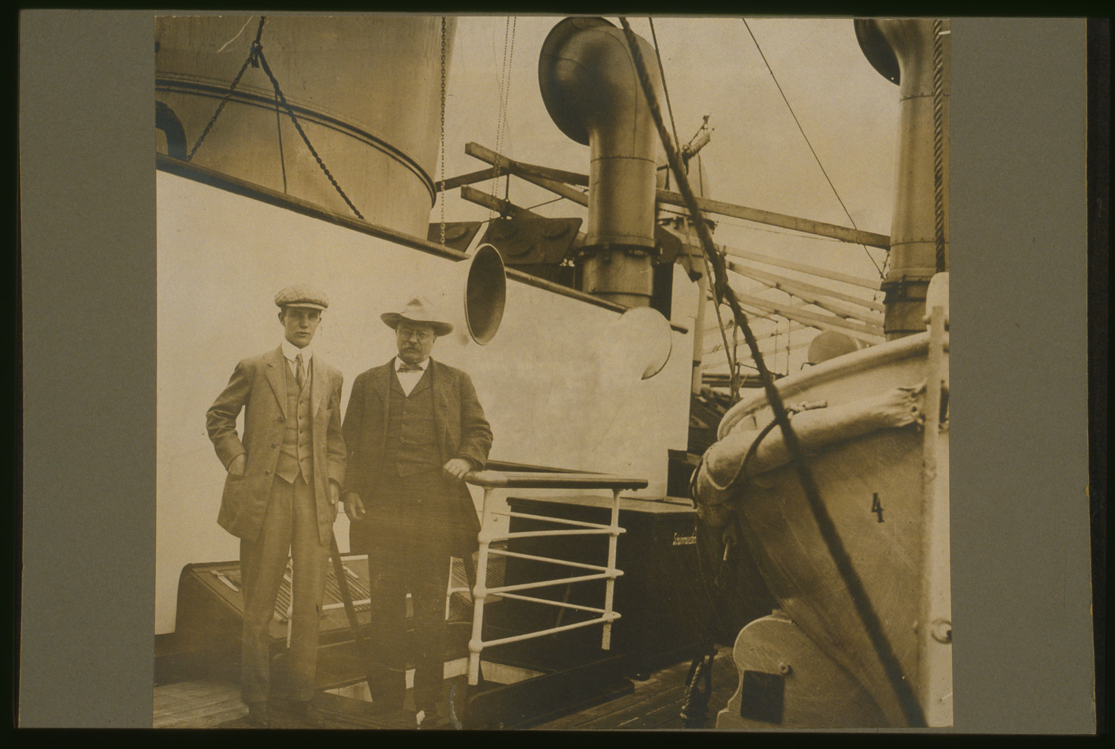 Theodore Roosevelt and Kermit photographed at Port Said by M. Etienne Jusserand, [between 1905 and 1915] — historic photograph
