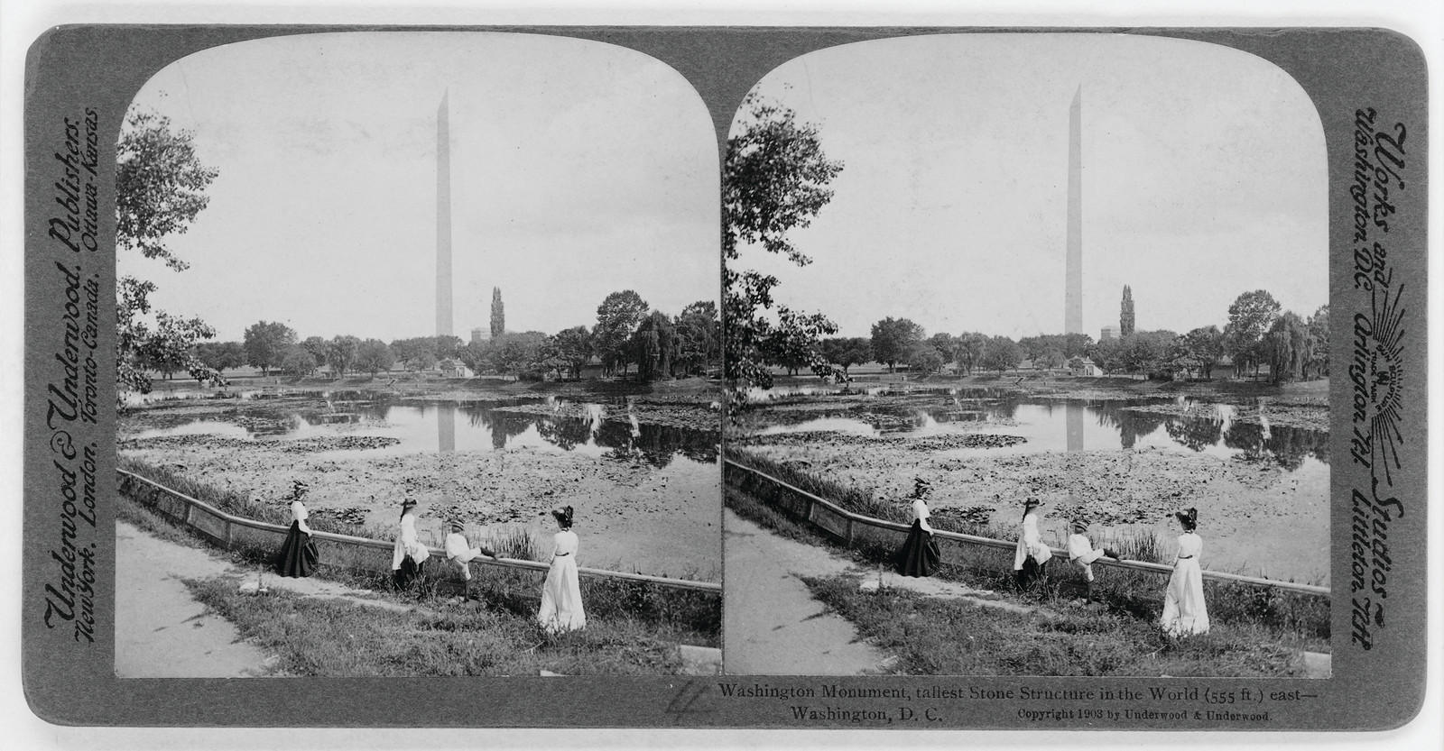Washington Monument, Tallest Stone Structure In The World (555 ft.)East Washington, D.C. Published, Underwood & Underwood, New York, c. 1903 — historic photograph