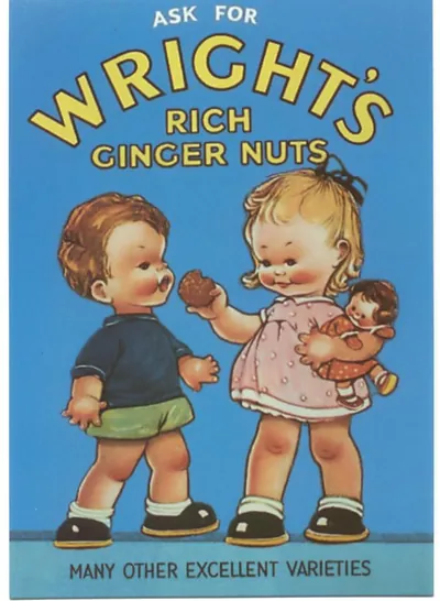 Wright's Rich Ginger Nuts advertisement with two children