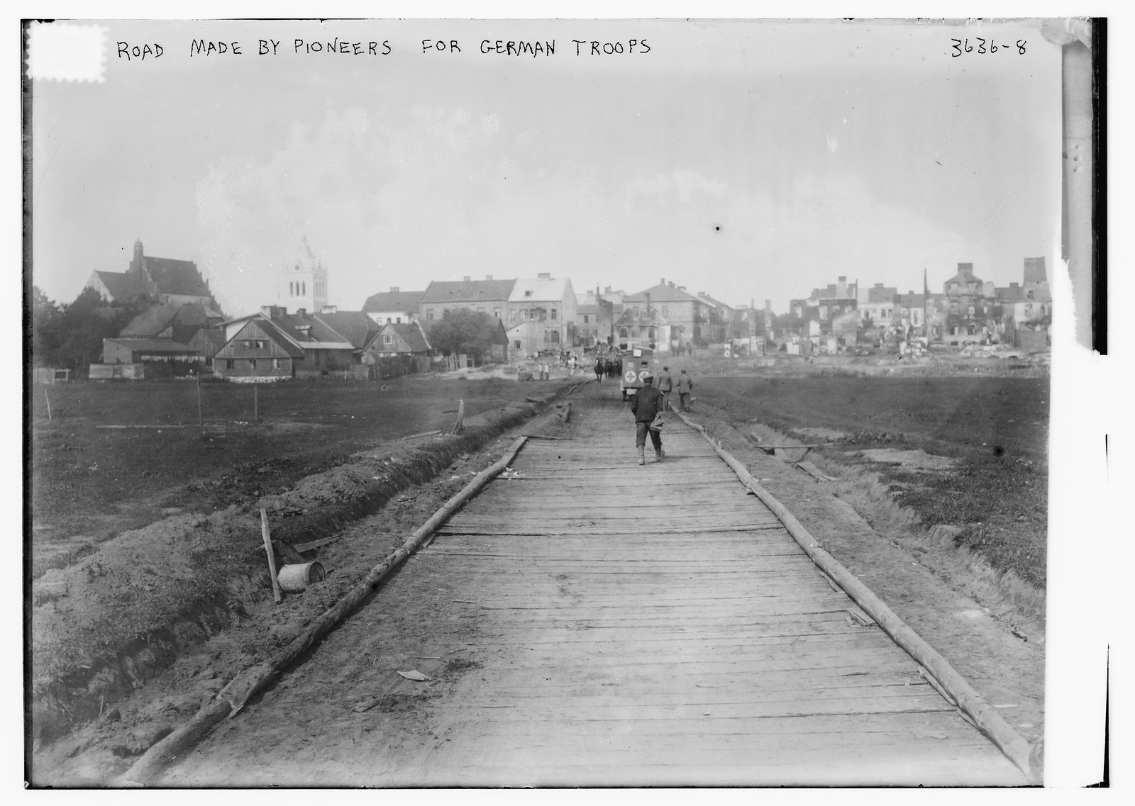 Road made by pioneers for German troops, n/a — historic photograph