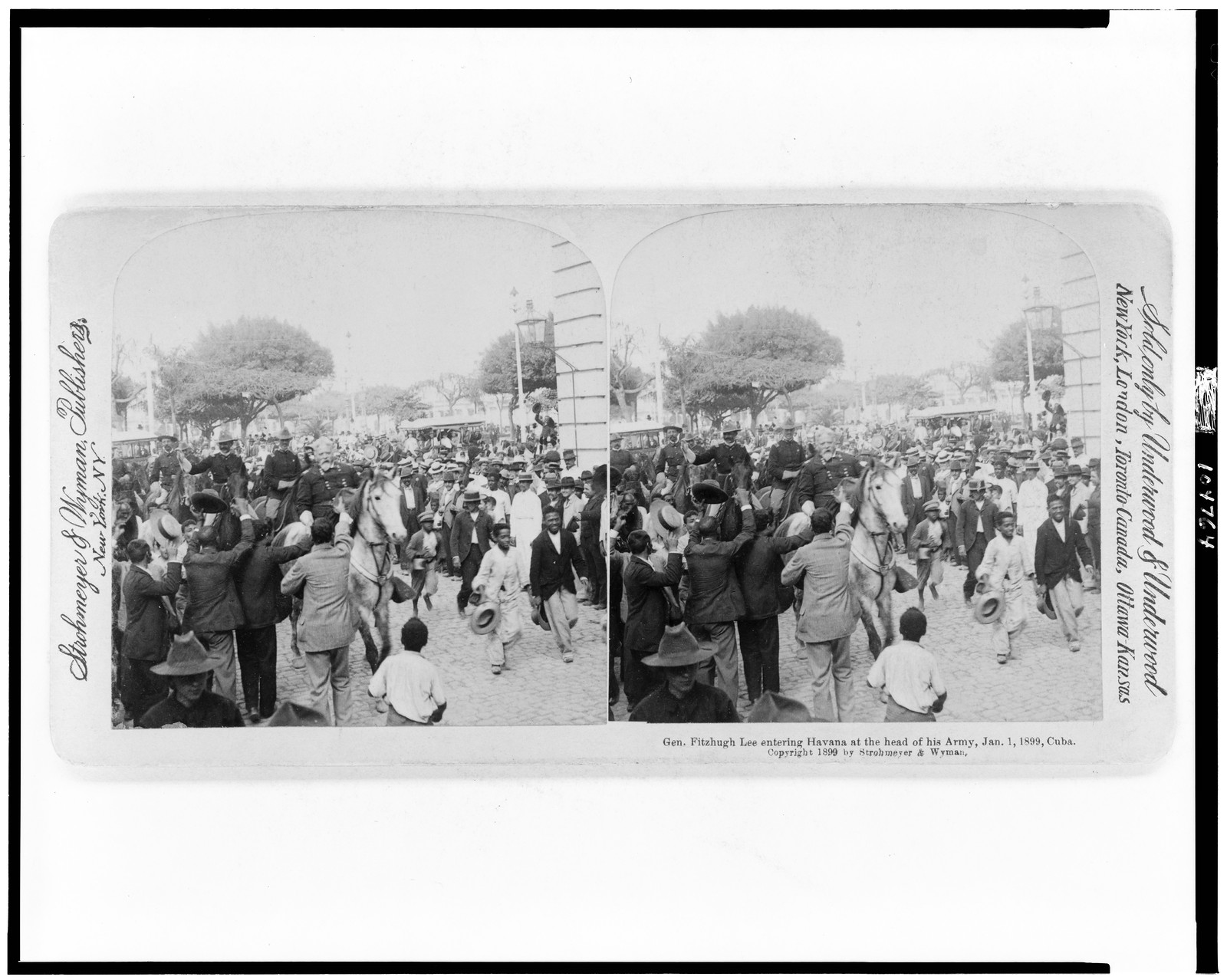 Gen. Fitzhugh Lee entering Havana at the head of his army, Jan. 1, 1899, Cuba, New York, N.Y. : Strohmeyer & Wyman, publishers, c1899. — historic photograph