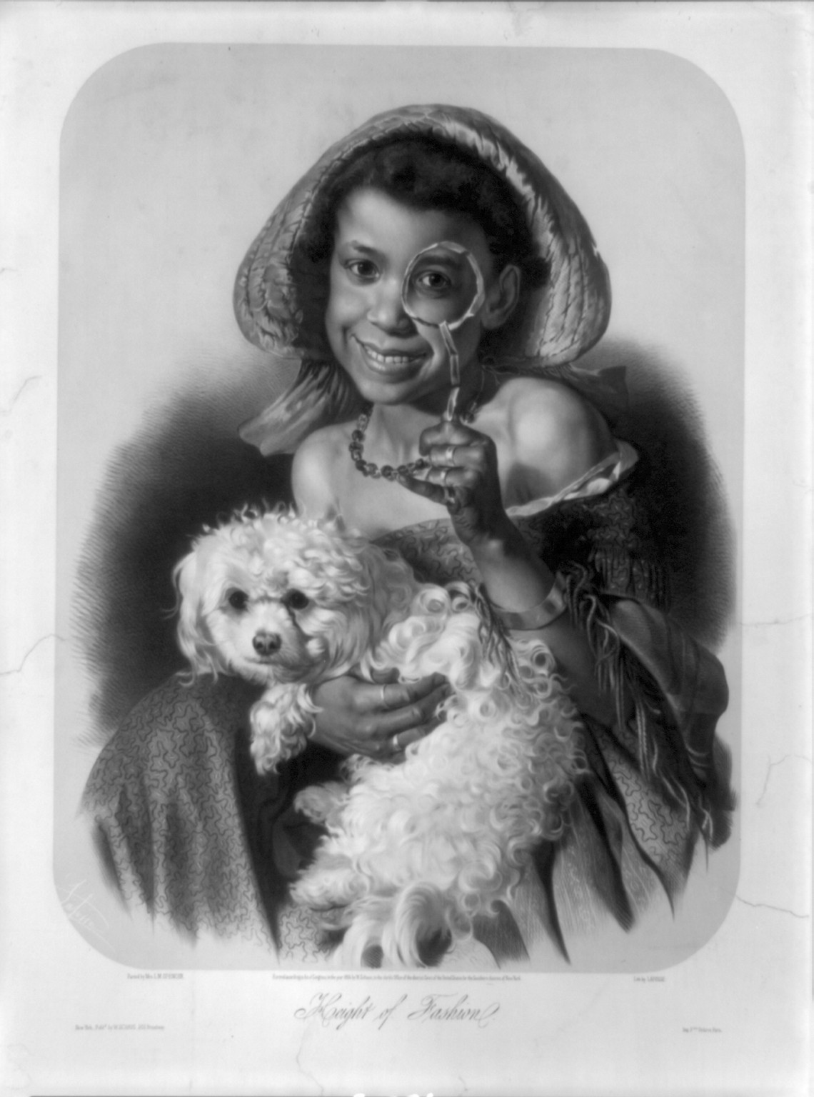 Height of fashion / painted by Mrs. L.M. Spencer ; lith. by LaFosse., New York : publ'd. by W. Schaus, c1854 (Paris : Imp. Fois Delarue). — antique lithograph