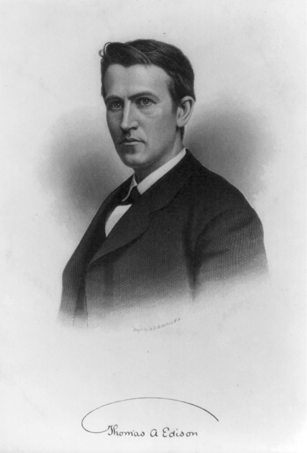 Thomas Alva Edison, 1847-1931, 1878 — antique engraving