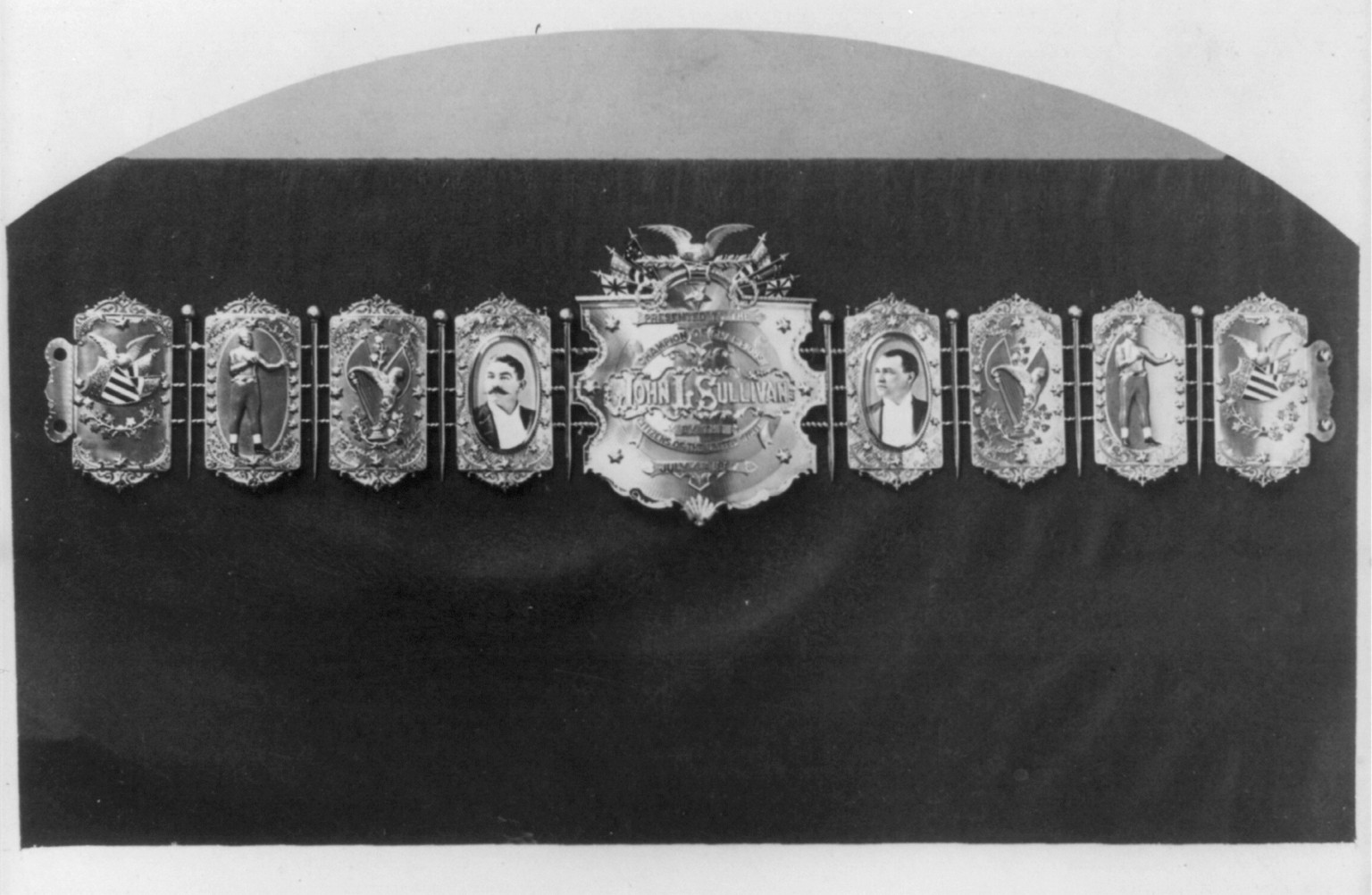 The John L. Sullivan champion diamond belt, c1887. — historic photograph
