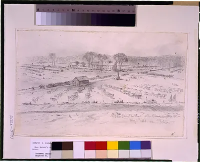 Gen. Hooker's headquarters at the Chancellorsville house / Edwin Forbes.