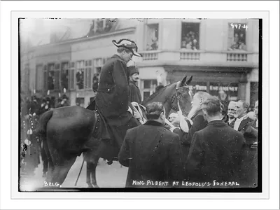 King Albert on horse at King Leopold's funeral, Belgium