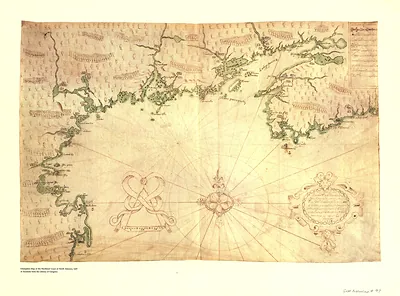 Map of the northeast coast of North America, 1607, drawn by Samuel de Champlain, Massachusetts