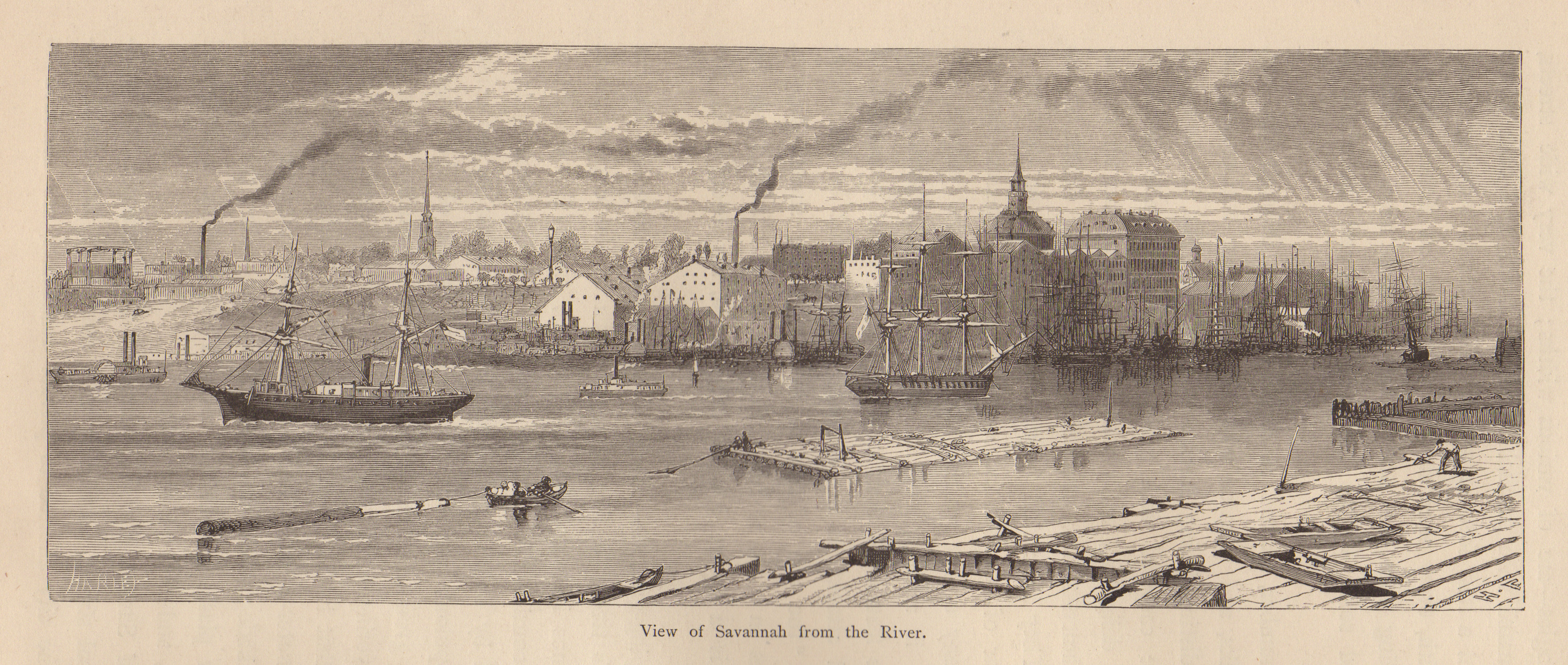 View of Savannah from the River — historic image