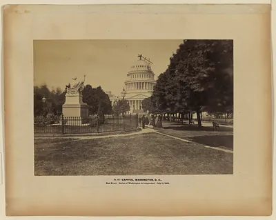 Capitol, Washington, D.C., East Front, Statue of Washington in Foreground