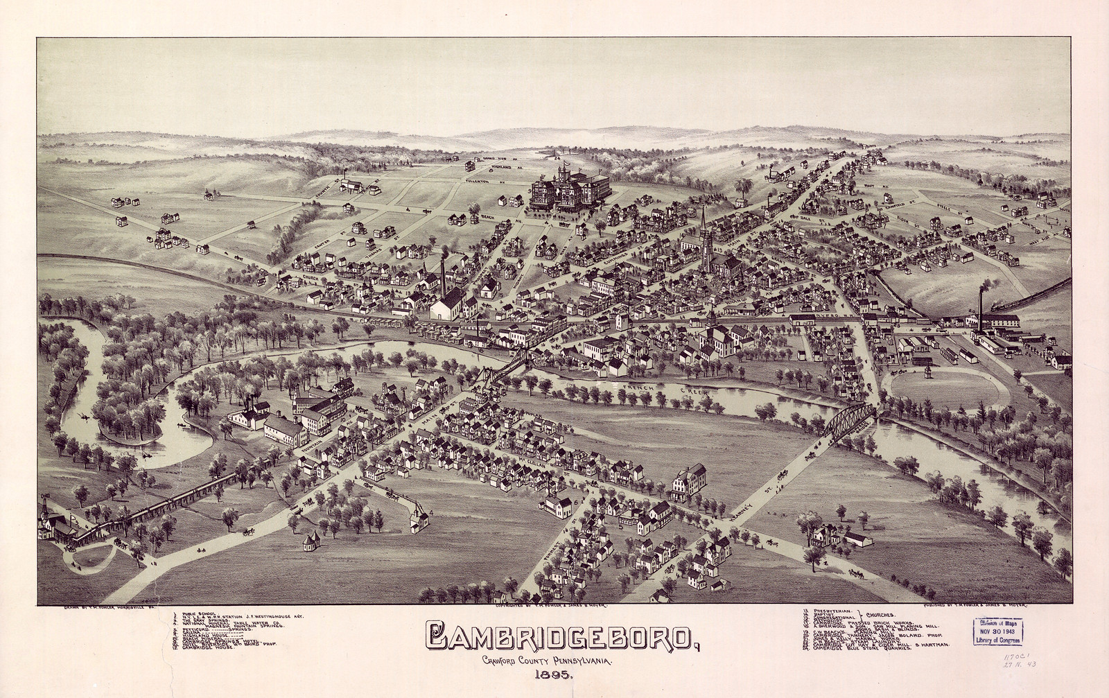 Cambridge Springs, Pennsylvania, 1895, 1895 — antique map