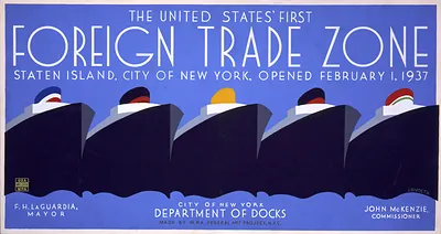 The United States' first foreign trade zone Staten Island, City of New York, opened February 1, 1937 / J. Rivolta.