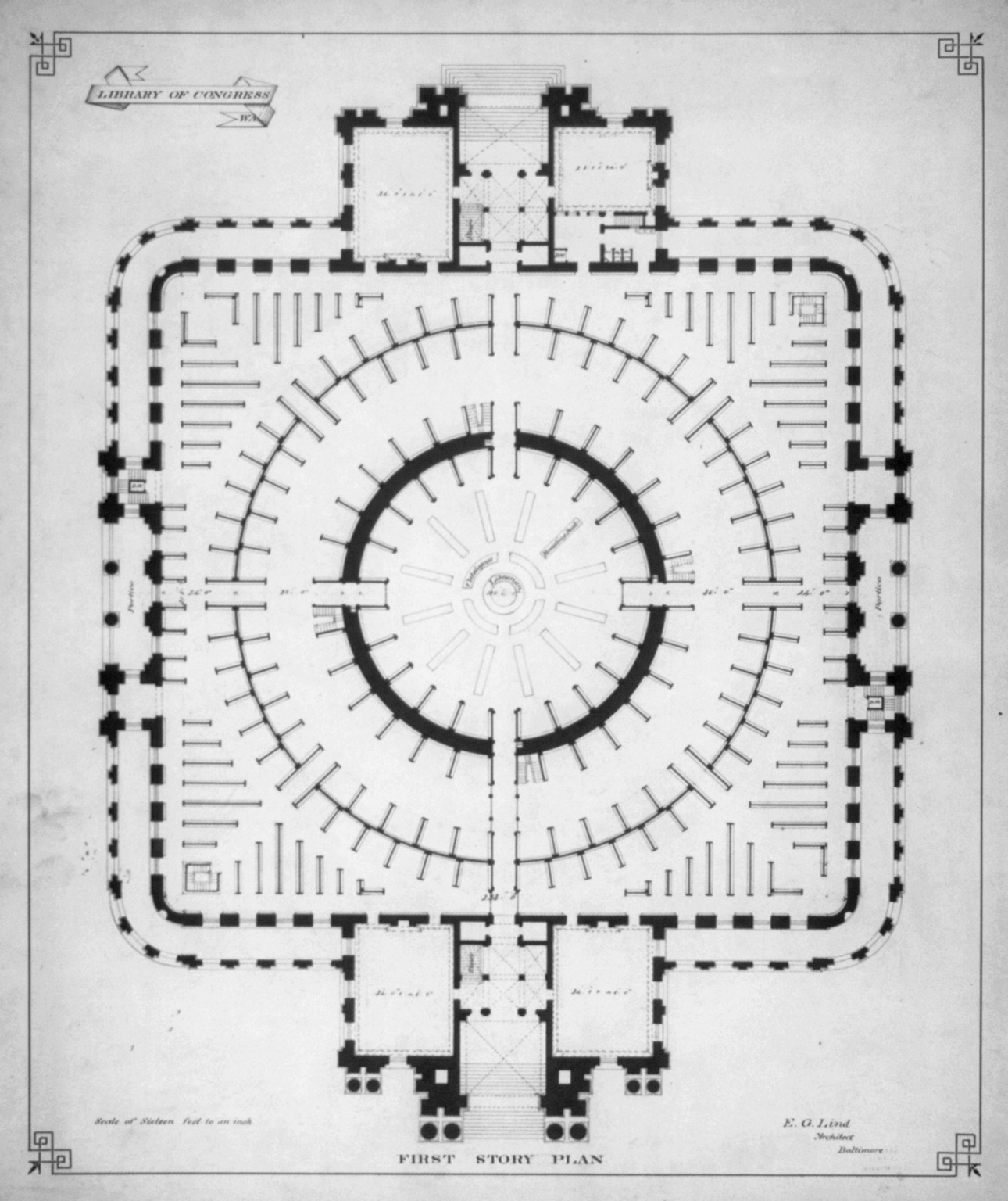 [Library of Congress, Washington, D.C. First story plan], and Engineering (ADE) Drawings" (http://www.loc.gov/rr/print/res/103_ade.html)." — historic drawing