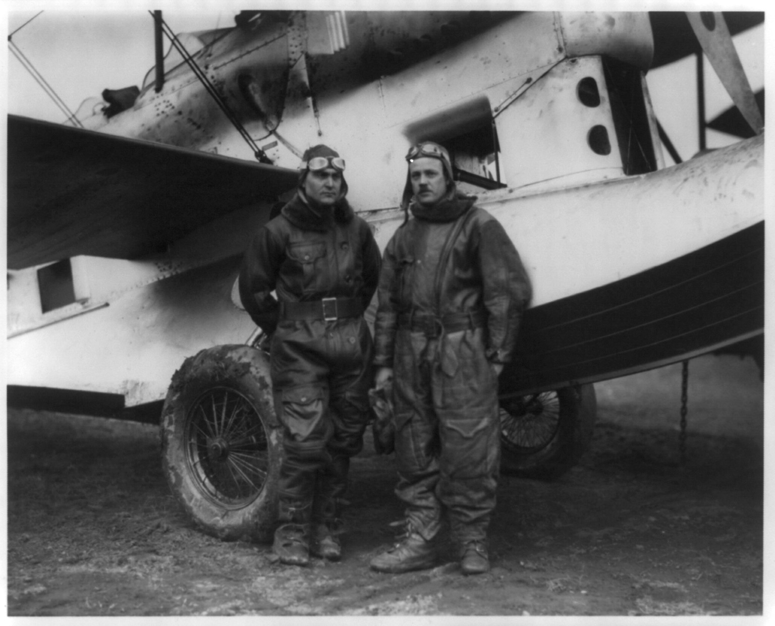Ira C. Eaker (left) and Muir Fairchild (right), Pan American Flight, 1927, 1927 — historic photograph