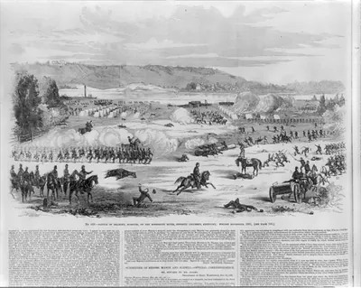Vintage Military Print - Columbus - Battle of Belmont, Missouri, 1861