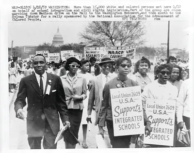 More than 15,000 white and colored persons met here 4/18 on behalf of school integration and civil rights legislation