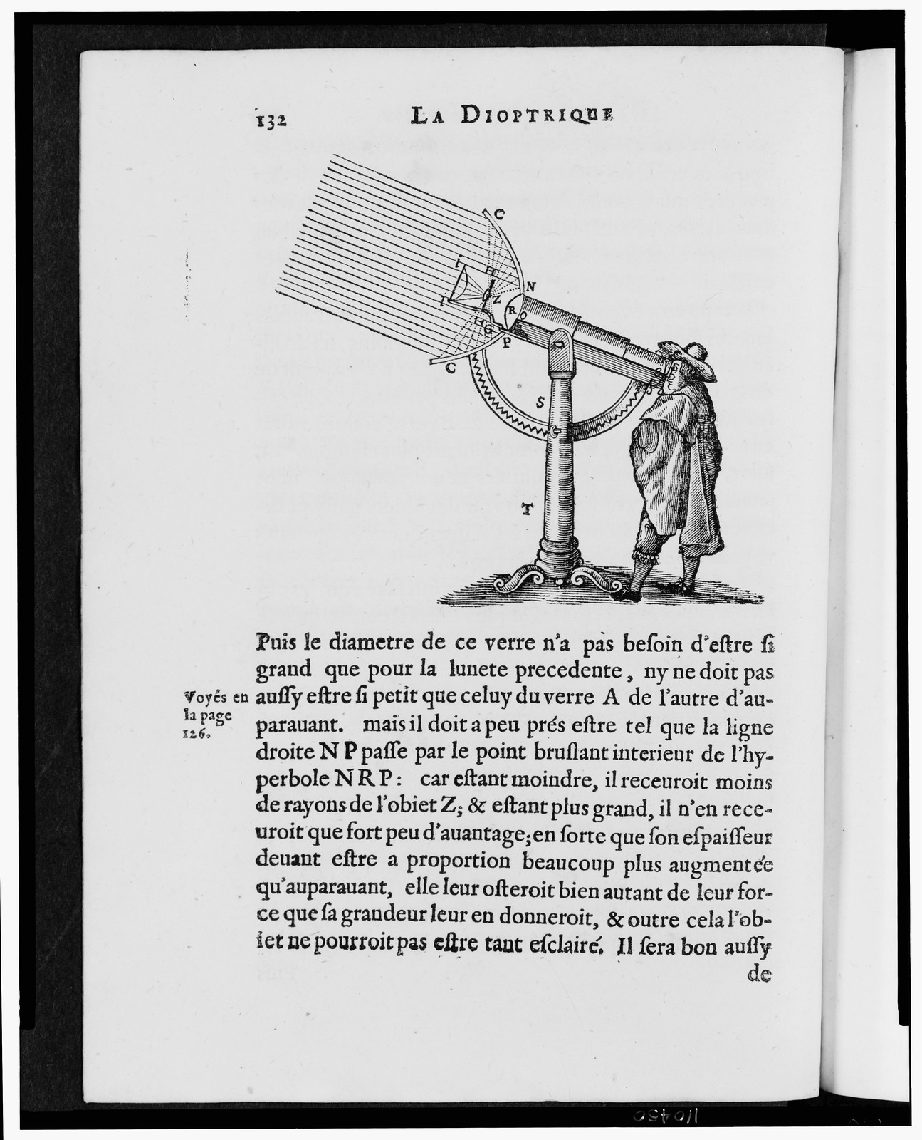 [Compound microscope as rendered by artist in Descartes La Dioptrique"]" — historic print