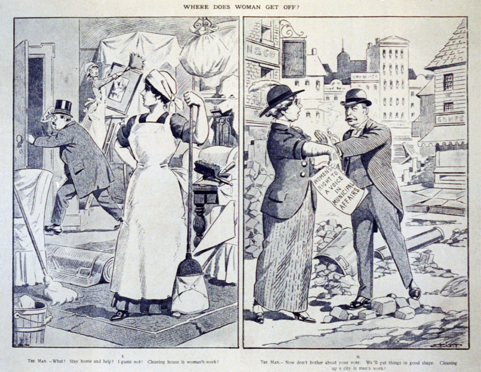 Where does woman get off?, c1912. — historic print