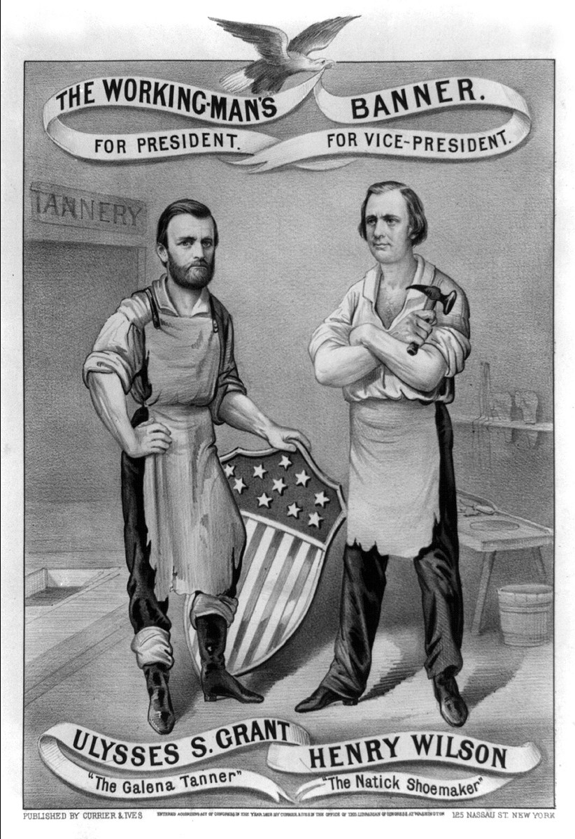 The Working-Man's Banner, Currier & Ives campaign lithograph — antique lithograph