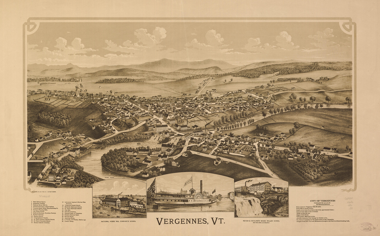 Vergennes, Vermont, 1890, 1890 — antique map