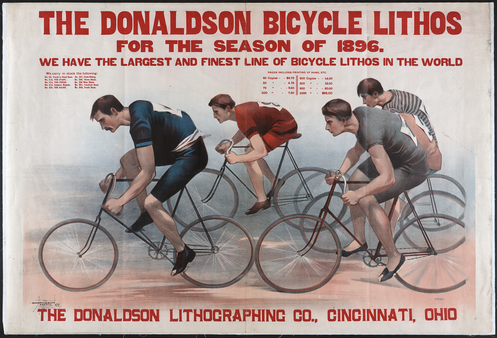 The Donaldson Bicycle Lithos for the Season of 1896 — historic image