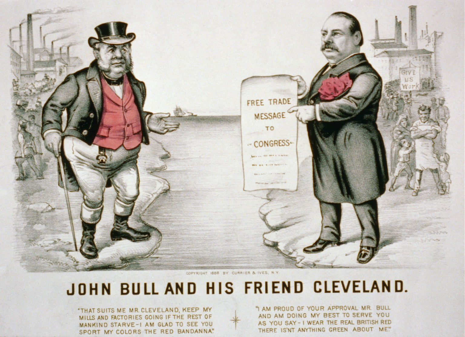 John Bull and his friend Cleveland, New York : Published by Currier & Ives, c1888. — antique lithograph