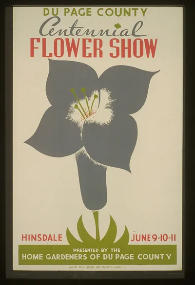 Du Page County Centennial Flower Show poster, Hinsdale, June 9-11