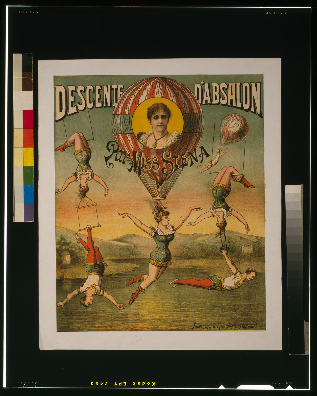 Descente d'Absalon par Miss Stena, Amst[erdam] (Holland) : Faddegon & Co., lith., [between 1880 and 1900] — vintage poster