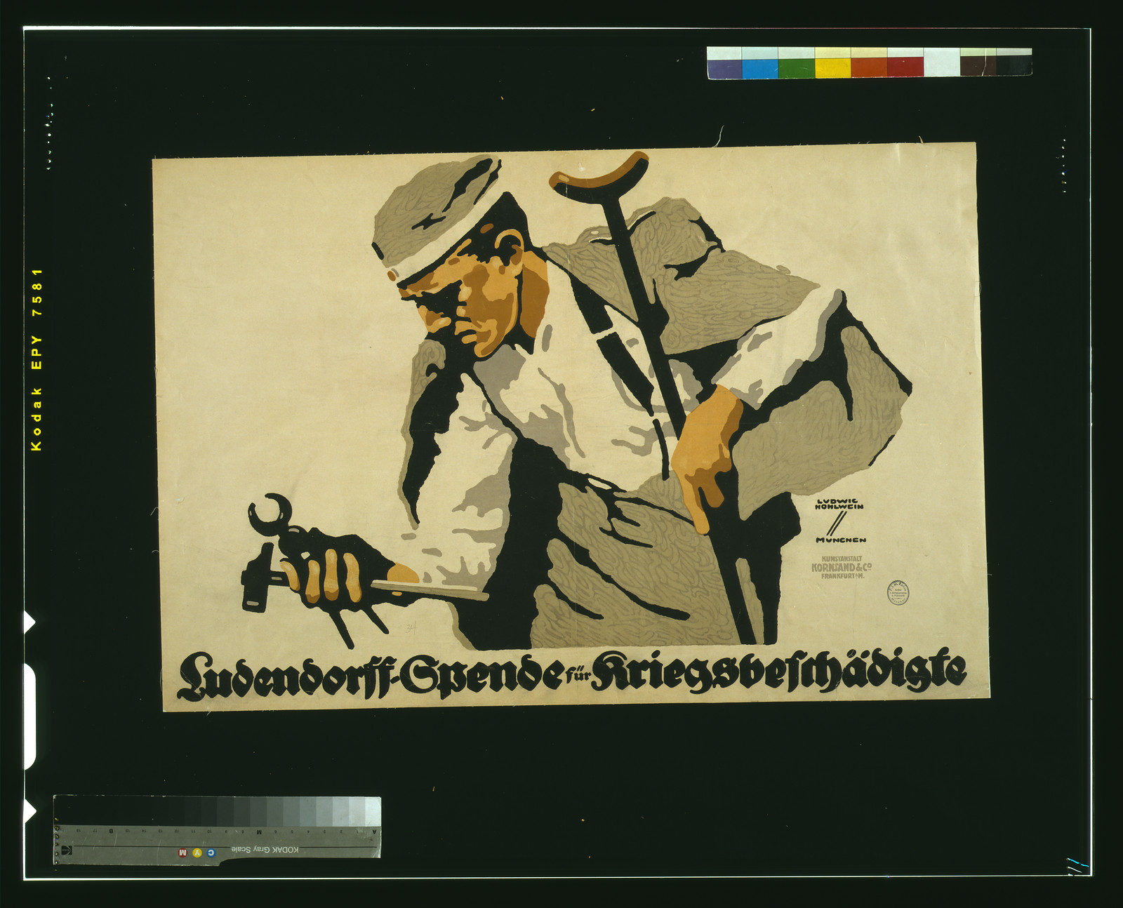 Ludendorff-Spende fuumlr Kriegsbeschaumldigte / Ludwig Hohlwein Muumlnchen., 1914 — vintage poster