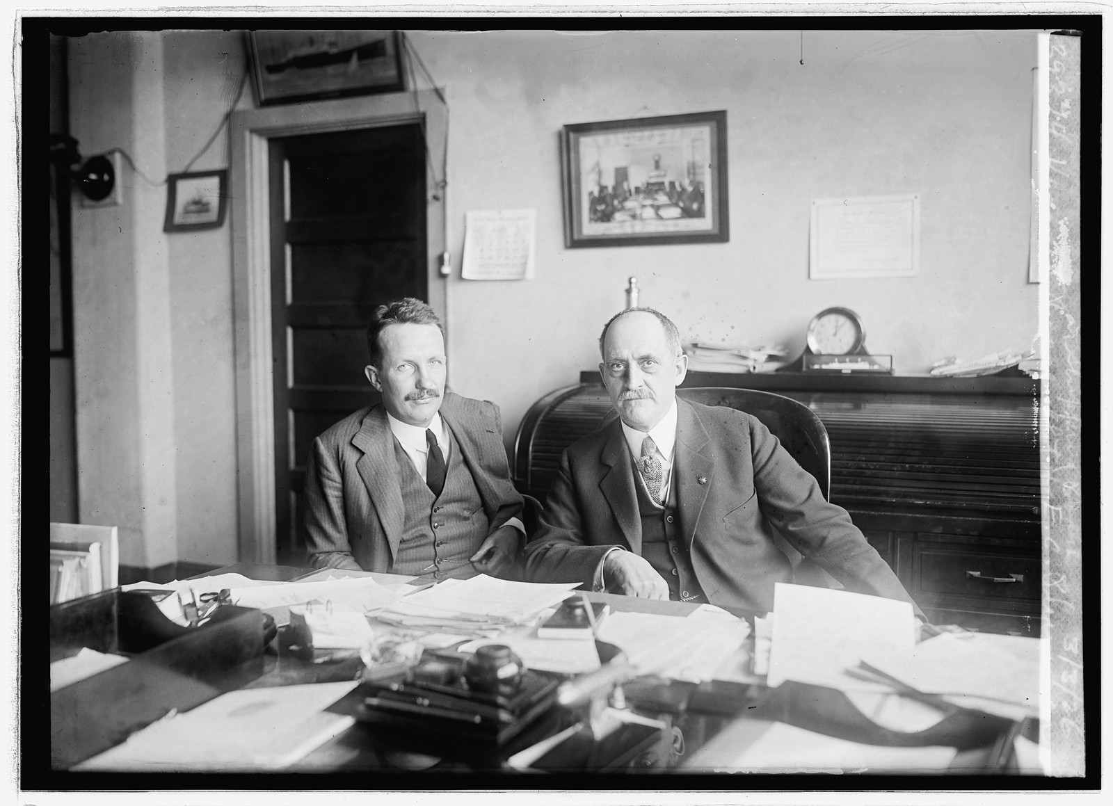 Kermit Roosevelt & E.C. Plummer at shipping board, 3/3/26, [19]26 March 3. — historic photograph