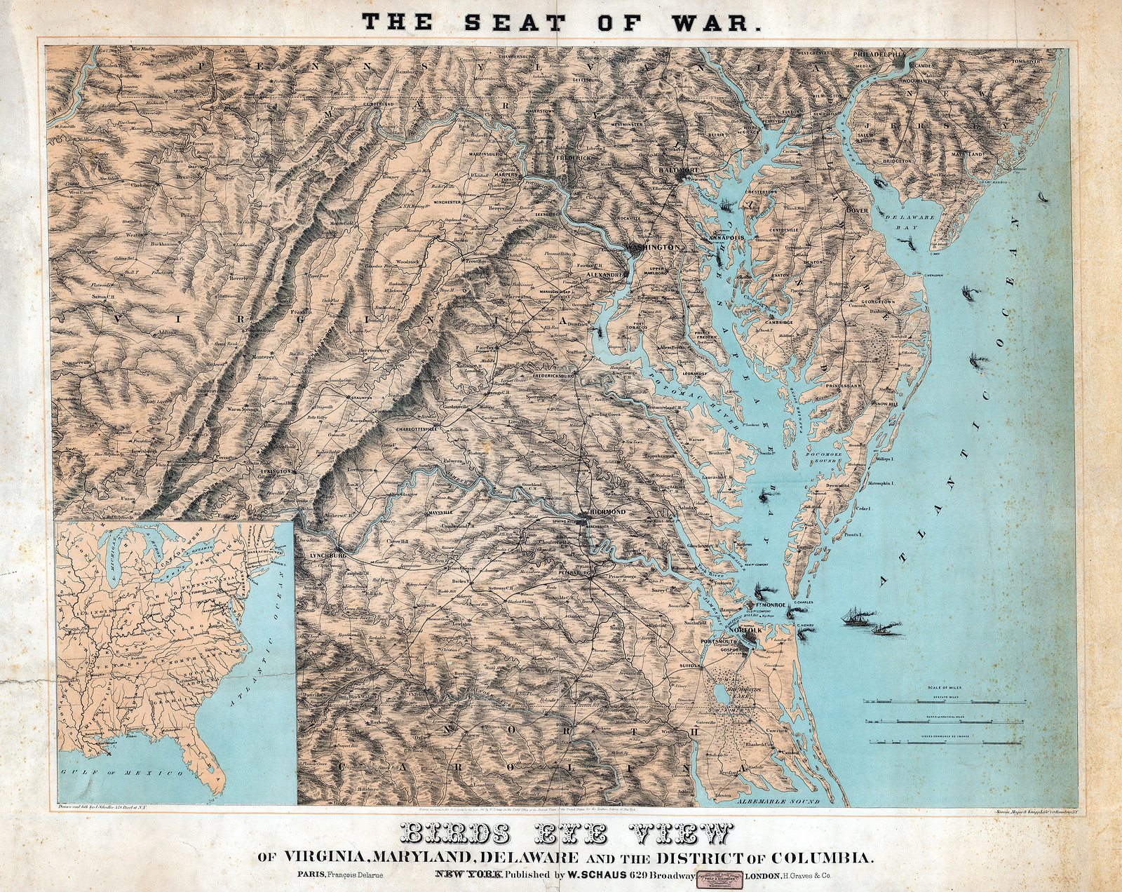 The Seat of War: Birds Eye View of Virginia and Maryland — historic image