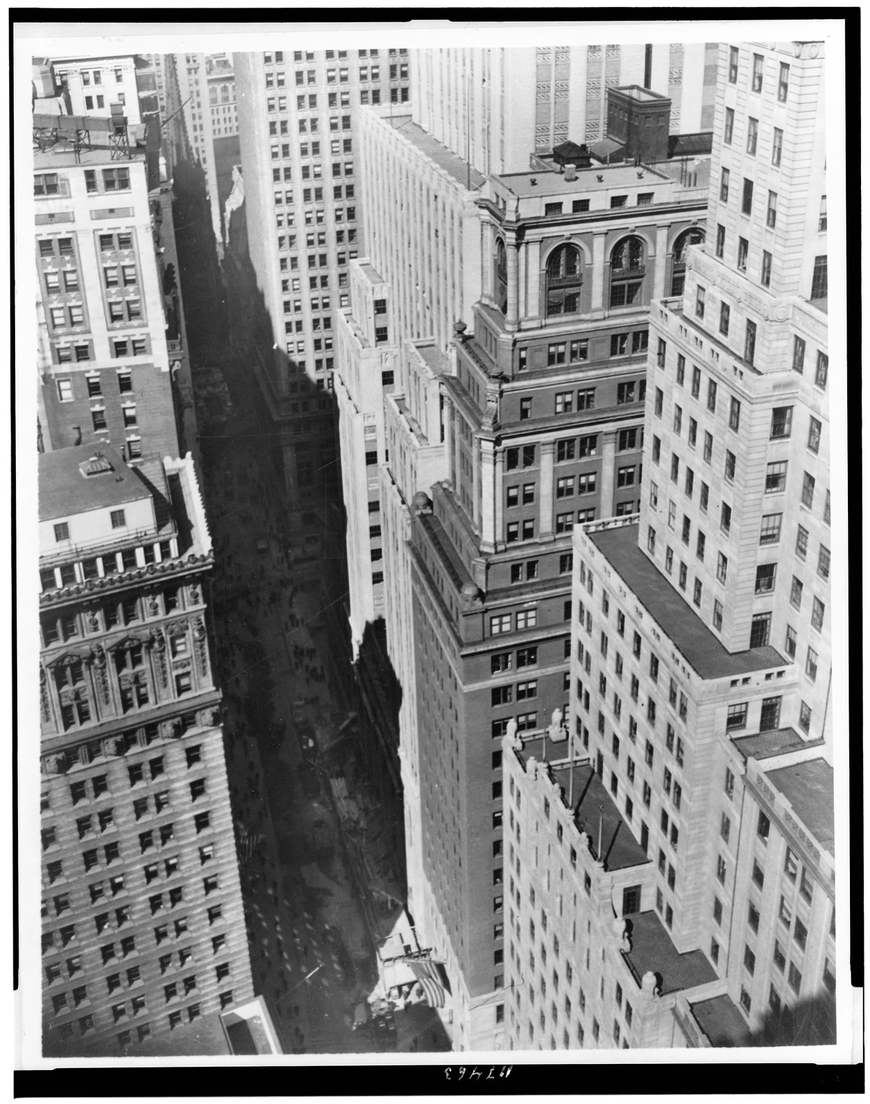[Bird's-eye view of Wall Street, New York City], [between 1910 and 1930] — historic photograph