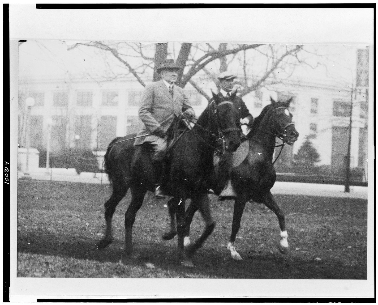Harding enters riding horse in horse show, [between 1921 and 1923] — historic photograph