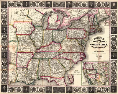 Phelps's National Map of the United States and Travellers Guide