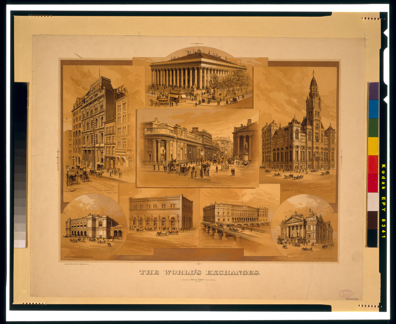 The World's exchanges, New York : published by Root & Tinker, c1886. — antique lithograph